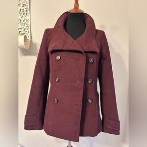 Burgundy Women's Double-Breasted  Coat size 8